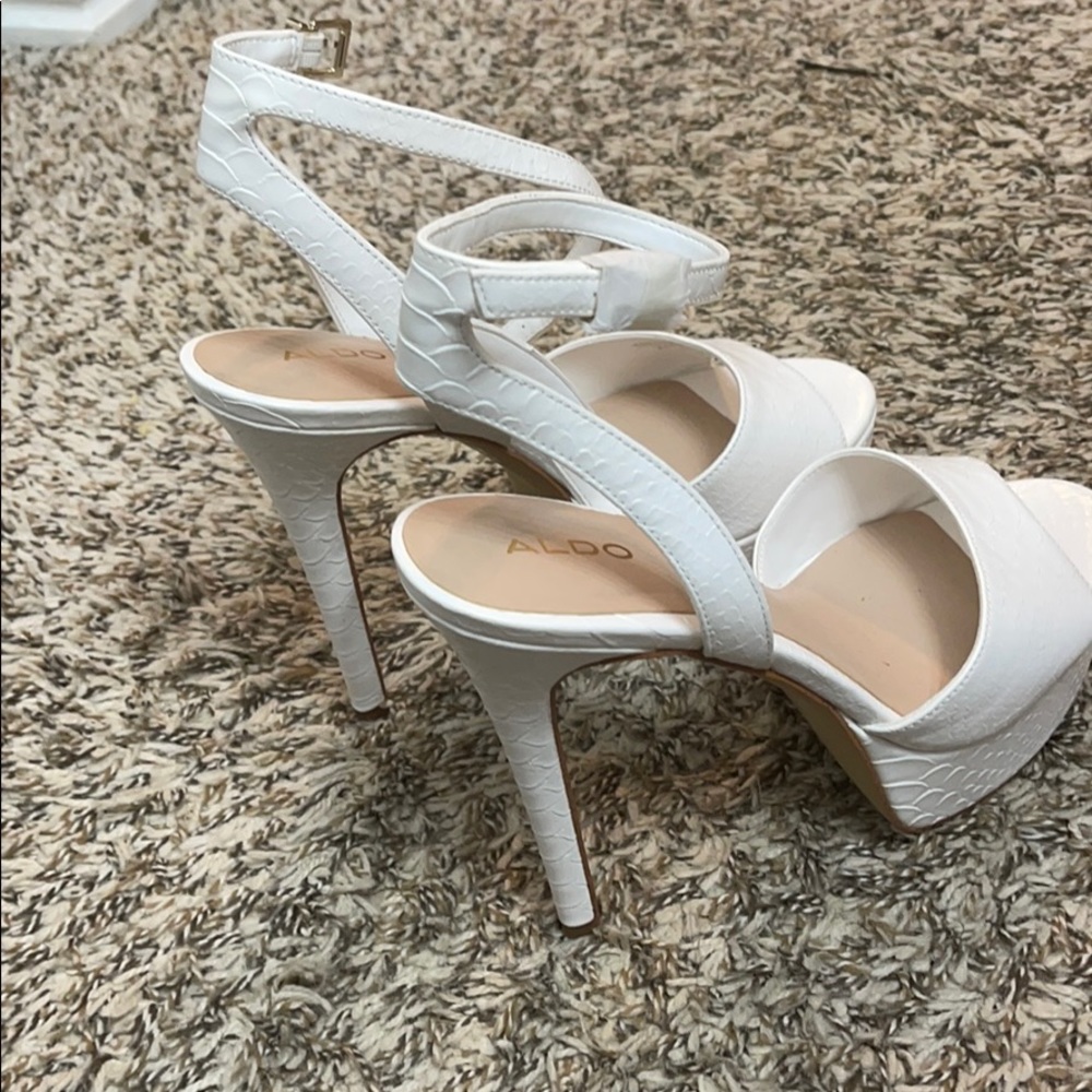 white aldo heels ! never worn.